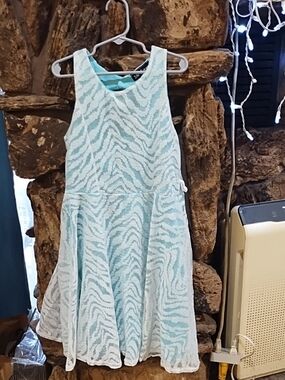 2 Tween Blue With White Lace Overlay Dress